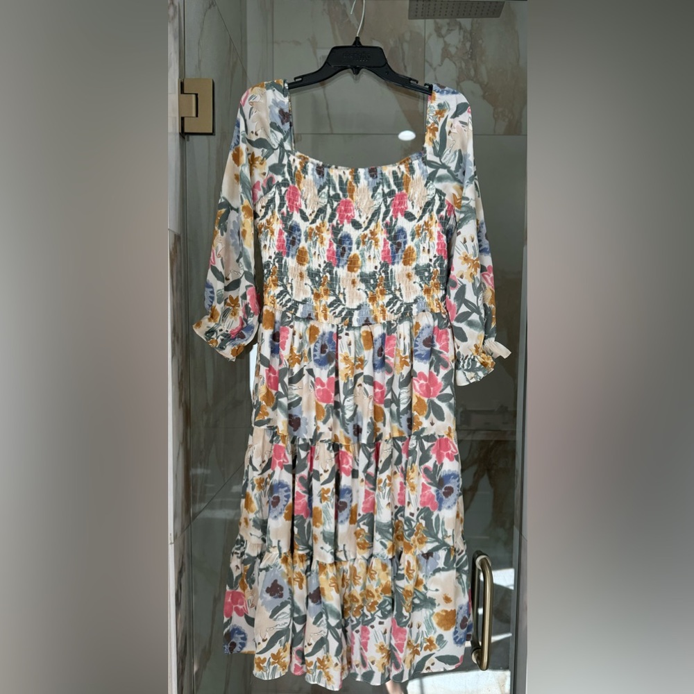 Baltic Born white floral long sleeve flowy mini dress